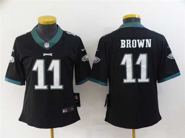 Women%27s Philadelphia Eagles #11 A. J. Brown Black Vapor Stitched Football Jersey